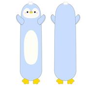 Kekeso Peluche Pingouin, Long Oreiller Pingouin Ultra Doux, Peluche Câline en Forme de Coussin Corporel, Cadeau de Noël pour Enfants & Adultes (Bleu Clair, 110cm/43.31in)