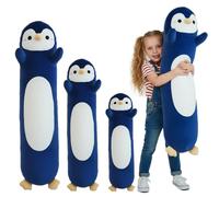 Kekeso Peluche Pingouin, Long Oreiller Pingouin Ultra Doux, Peluche Câline en Forme de Coussin Corporel, Cadeau de Noël pour Enfants & Adultes (Bleu Marine, 90cm/35.43in)