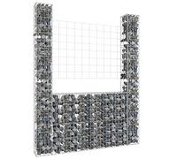 Keketa Panier en gabion en forme de U avec 2 montants, cage en gabion en métal, panneau de clôture décoratif pour jardin, terrasse et clôture murale en fer 140 x 20 x 200 cm