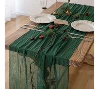 Keketoarrange Chemin de table en étamine, vert émeraude, 304,8 cm, 3 m - Décoration rustique bohème pour mariage, fête prénatale, fête prénuptiale, printemps et Pâques