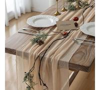 Keketoarrange Deep Beige Relige Regueur de Table Rustique Boho Gauze 120 Pouces 10 pi de Fromage pour Mariage Baby Shower Bownal Down Birthday Engagement Party Long Home Decorations Home
