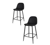 KEKOHOME Lot de 2 tabourets Nuvola, Pieds en Acier Noir Mat et recouverts de Faux Cuir Noir
