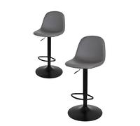 KEKOHOME Lot de 2 tabourets Nuvola réglables et pivotants, Pieds en Acier Noir Mat et recouverts de Faux Cuir Gris foncé