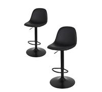 KEKOHOME Lot de 2 tabourets Nuvola réglables et pivotants, Pieds en Acier Noir Mat et recouverts de Faux Cuir Noir