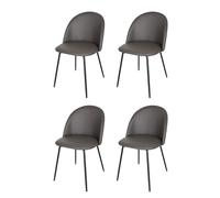 KEKOHOME Lot de 4 chaises de Salle à Manger Luna avec Pieds en Acier Noir Mat, Faux Cuir Anthracite