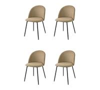 KEKOHOME Lot de 4 chaises Salle à Manger Luna Pieds en Acier Noir Mat, Tissu chamoix