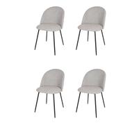 KEKOHOME Lot de 4 chaises Salle à Manger Luna Pieds en Acier Noir Mat, Tissu Gris Clair