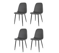 KEKOHOME Lot de 4 chaises Salle à Manger Nuvola Pieds en Acier Noir Mat, Faux Cuir Gris foncé