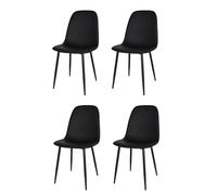 KEKOHOME Lot de 4 chaises Salle à Manger Nuvola Pieds en Acier Noir Mat, Faux Cuir Noir