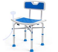 Kekoy Chaise de Douche pour Personnes âgées, Tabouret de Douche pour Personnes en Handicap, Femmes Enceintes et à Mobilité Réduite, Ajustable en Hauteur, Pieds et Tapis Antidérapants, Bleu