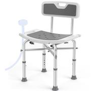 Kekoy Chaise de Douche pour Personnes âgées, Tabouret de Douche pour Personnes en Handicap, Femmes Enceintes et à Mobilité Réduite, Ajustable en Hauteur, Pieds et Tapis Antidérapants, Gris