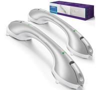 KEKOY Lot de 2 barres d'appui à ventouse de 44,5 cm pour baignoires et douches avec indicateur - Poignée de douche de sécurité robuste pour personnes âgées et personnes âgées - Barres de handicap pour