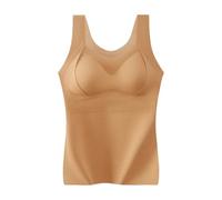 KEKUBUWE Carethier Gilet Auto-Chauffant Sculptant en Fibre de Verre, sous-vêtements Thermiques 2 en 1 avec Soutien-Gorge intégré pour Femme (Khaki,L)