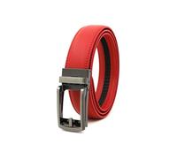 KEKUBUWE Ceinture à cliquet pour homme avec boucle en un clic, ceinture décontractée en cuir synthétique pour homme, Rouge, 115 cm