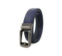 KEKUBUWE Ceinture à cliquet pour homme avec boucle en un clic, ceinture décontractée en cuir synthétique pour homme, bleu, 125cm
