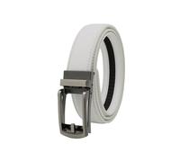 KEKUBUWE Ceinture à cliquet pour homme avec boucle en un clic, ceinture décontractée en cuir synthétique pour homme, blanc, 120 cm