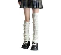 KEKUBUWE Chaussettes en tricot pour femmes, Chaussettes amples de style japonais, Jambières en tricot Lolita, Chaussettes mollets à bulles (White,70CM)