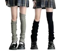 KEKUBUWE Chaussettes en tricot pour femmes, Chaussettes amples de style japonais, Jambières en tricot Lolita, Chaussettes mollets à bulles (2PCS-C,70CM)