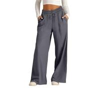 KEKUBUWE Pantalon bohème à Jambes Larges, Pantalon Palazzo d'été décontracté à Taille Haute, Pantalon de détente Fluide pour la Plage avec Poches (Dark Gray,M)