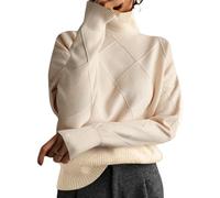 KEKUBUWE Pullover en mélange de cachemire pour femmes, Pull à col roulé décontracté et chaud pour femmes, Pull à col roulé en cachemire décontracté pour femmes