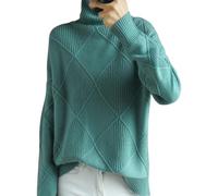 KEKUBUWE Pullover en mélange de cachemire pour femmes, Pull à col roulé décontracté et chaud pour femmes, Pull à col roulé en cachemire décontracté, vert, 3XL