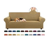 KEKUOU Housse de canapé Extensible pour canapé à 3 Coussins, Animaux domestiques (200,7 à 238,8 cm), Protection de Meubles avec Base élastique - pour Enfants, Chiens - Jacquard à Petits Carreaux