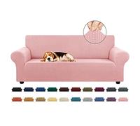 KEKUOU Housse de canapé Extensible pour canapé à 3 Coussins, Animaux domestiques (200,7 à 238,8 cm), Protection de Meubles avec Base élastique - pour Enfants, Chiens - Jacquard à Petits Carreaux