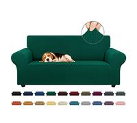 KEKUOU Housse de Causeuse Extensible pour canapé à 2 Coussins (139,7 à 200,7 cm), avec Base élastique - pour Enfants, Chiens - Jacquard à Petits Carreaux (Taille M, Chasseur)