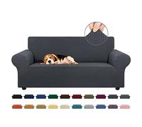 KEKUOU Housse de Causeuse Extensible pour canapé à 2 Coussins (139,7 à 200,7 cm), avec Base élastique pour Enfants, Chiens - Jacquard à Petits Carreaux (Taille M, Anthracite)