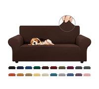 KEKUOU Housse de Causeuse Extensible pour canapé à 2 Coussins (139,7 à 200,7 cm), avec Base élastique - pour Enfants, Chiens - Jacquard à Petits Carreaux (Taille M, Chocolat)