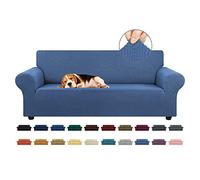 KEKUOU Housse de Sofa Extensible pour canapé 3 Places - 200,7 à 238,8 cm - Protection de Meubles avec Base élastique - Tissu Jacquard à Petits Carreaux - pour Enfant, Chien (Taille L, côté)