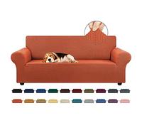 KEKUOU Housse de Sofa Extensible pour canapé 3 Places - 200,7 à 238,8 cm - Protection de Meubles avec Base élastique - pour Enfants, Chiens (Taille L, Citrouille purée)