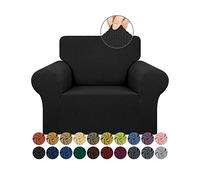 KEKUOU Lot de 1 Housse de Sofa Simple et Extensible, avec Base élastique - pour Enfants, Animaux domestiques - Tissu Jacquard à Petits Carreaux - Taille S, 81,3 à 140 cm, Noir