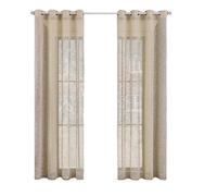 KEKUYA 2pcs Rideau en Tulle Panneau Rideau Transparent,Tulle avec Oeillets Transparent,Décoration de Maison Chambre Cuisine - (L229 x H183 cm) Lin Marron