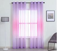 KEKUYA 2pcs Rideau en Tulle Panneau Rideau Transparent,Tulle avec Oeillets Transparent,Décoration de Maison Chambre Cuisine - (L116 x H229cm) Gradient Violet