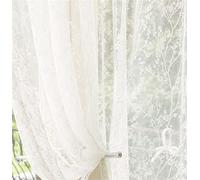 KEKUYA Lot de 1 Rideaux en Translucides Rideaux à Oeillets Décoratifs Rideau Tulle Modernes Décoration de Maison Salon,Chambre d'enfant,Chambre à Coucher,Dentelle Blanche (L270 x H240cm)