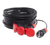 KEL Câble de Rallonge Extérieur Avec Triple Prise Schuko 10 m - Câble IP44 avec 250 V, 16A - Câble de Rallonge Pour l'utilisation en Extérieur - Prise de Distribution Avec Clapets de Protection
