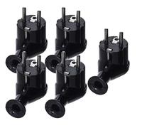 KEL Lot de 5 fiches coudées uni-Schuko, 16 A/230 V, coudées et amovibles, 2P+Z Schuko noir - Prise Schuko pratique, amovible et incurvée, prise euro, idéale pour les câbles d'extension