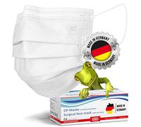 kela, 100x Masques blanc chirurgicaux Médical | Fabriqués en Allemagne | Conforme à DIN EN 14683 Type IIR | BFE >99,88% | 3 plis | Chirurgical jetable protecteur medical buccal et nasal