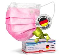 kela, 100x Masques rose chirurgicaux Médical | Fabriqués en Allemagne | Conforme à DIN EN 14683 Type IIR | BFE >99,88% | 3 plis | Chirurgical jetable protecteur medical buccal et nasal