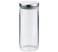 Kela 10769 Set boîtes hermétique Baker 1,3 L en Verre/Acier Inoxydable, Transparent/Argent, 9,5 x 9,5 x 23 cm