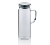 Kela 11397 pichet à boissons froides en verre, couvercle hermétique, contenance 1 litre, 'Pitcher', Transparent/Argent