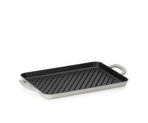 kela 12612 Plaque à Griller avec Poignées, Fonte, Revêtement émaillé, Bonne Rétention de Chaleur, Adapté à l'induction, 35 x 25 cm, Gris, Calido