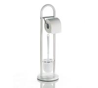 kela 20975 Set WC support papier toilette + brosse, métal mat blanc, 'Linda' 19 x 19 x 65 cm