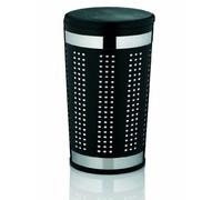 kela Seau à linge assis avec couvercle, panier à linge noir avec bonne circulation de l'air, collecteur de linge 30,5 x 60,5 cm, SEVILLA, métal revêtu