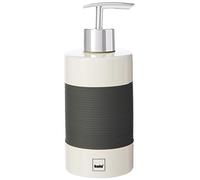 Kela 22437 Distributeur à Savon Céramique Finition Décor Strié Gomme Blanc/Gris 7 x 7 x 17 cm