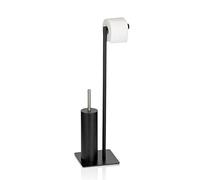 KELA 22498 Brosse pour Toilettes et Support à Papier, Noir, 20,0x20,0x71,0cm