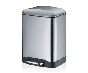 kela 22998 Davino Poubelle de salle de bain rectangulaire à pédale Acier Inoxydable Mat 6 L 23,5 x 23 x 33 cm