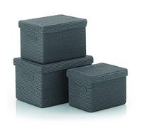 Kela 31280 Rimossa Lot de 3 Paniers de rangement avec couvercle Gris