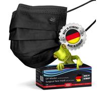kela, 50x Masques noir chirurgicaux Médical | Fabriqués en Allemagne | Conforme à DIN EN 14683 Type IIR | BFE >99,88% | 3 plis | Chirurgical jetable protecteur medical buccal et nasal